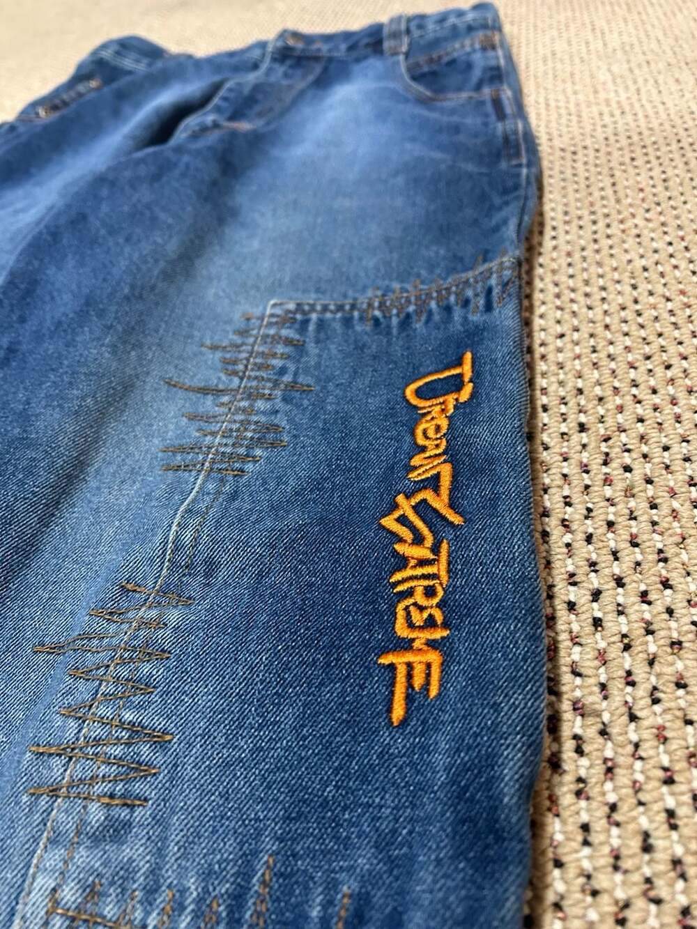 Vintage Urban Extreme Street Sports Baggy Y2K Wide Leg Denim Jeans - Picture 4 of 4